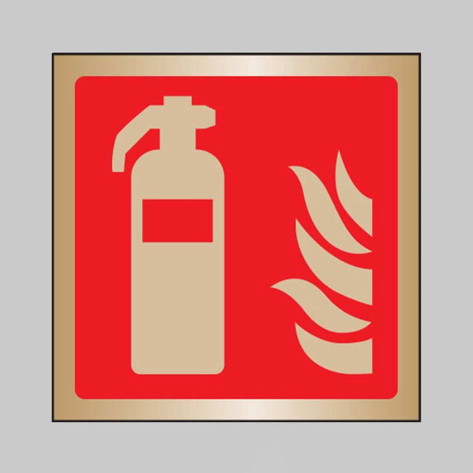 Extinguisher Symbol 175 x 175mm Brass Adhesive Backed Sign - Ready Set SuppliedExtinguisher Symbol 175 x 175mm Brass Adhesive Backed Sign59102