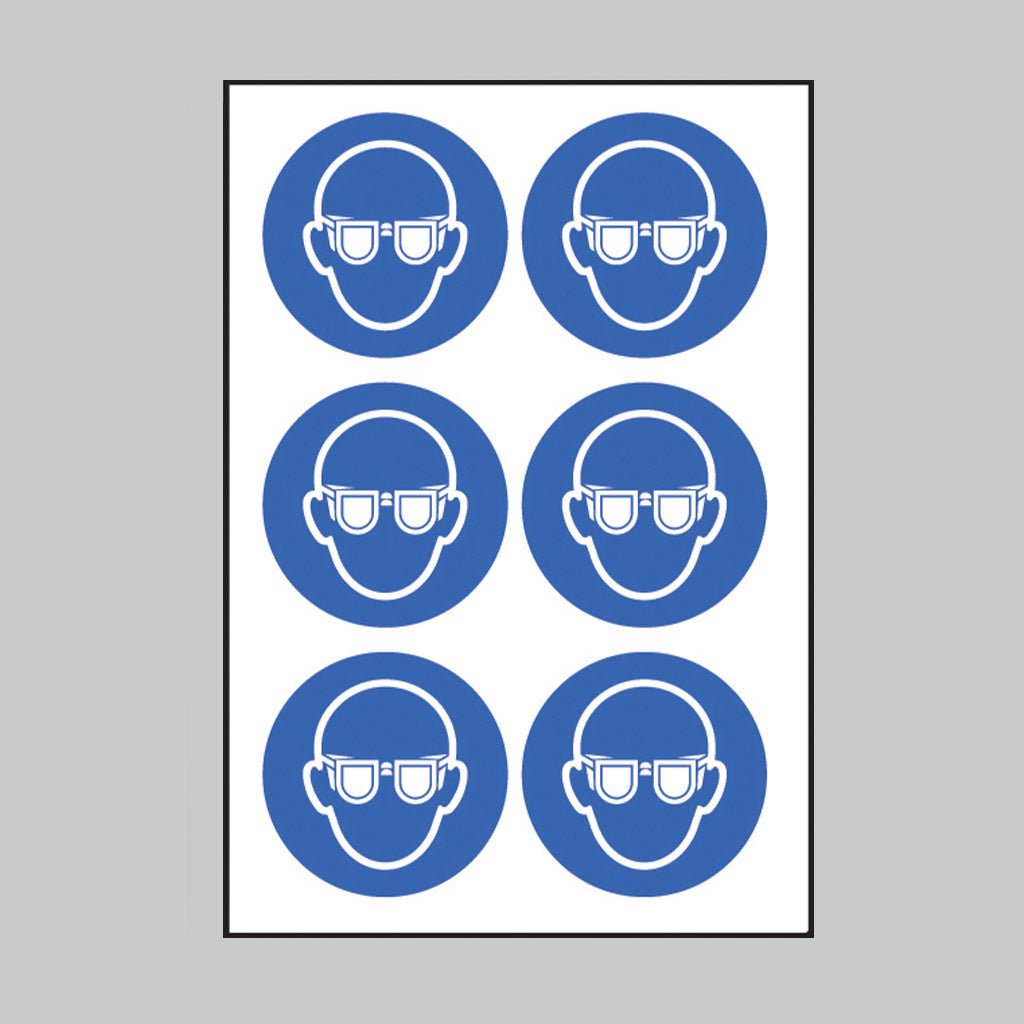 Eye Protection Symbol 100mm Dia - Sheet of 6 Peel 'N' Stick Labels - Ready Set SuppliedEye Protection Symbol 100mm Dia - Sheet of 6 Peel 'N' Stick Labels55035