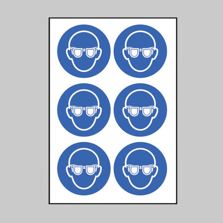 Eye Protection Symbol 100mm Dia - Sheet of 6 Peel 'N' Stick Labels - Ready Set SuppliedEye Protection Symbol 100mm Dia - Sheet of 6 Peel 'N' Stick Labels55035