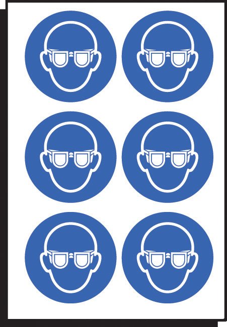 Eye Protection Symbol 50mm Dia - Sheet of 6 Peel 'N' Stick Labels - Ready Set SuppliedEye Protection Symbol 50mm Dia - Sheet of 6 Peel 'N' Stick Labels55030