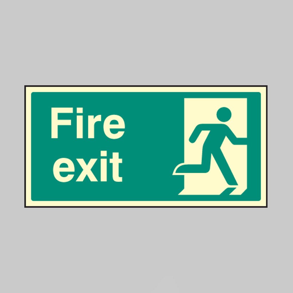 Final Fire Exit Right Symbol Sign - Ready Set SuppliedFinal Fire Exit Right Symbol SignUltra Bright (Class C) Photoluminescent Rigid32033J
