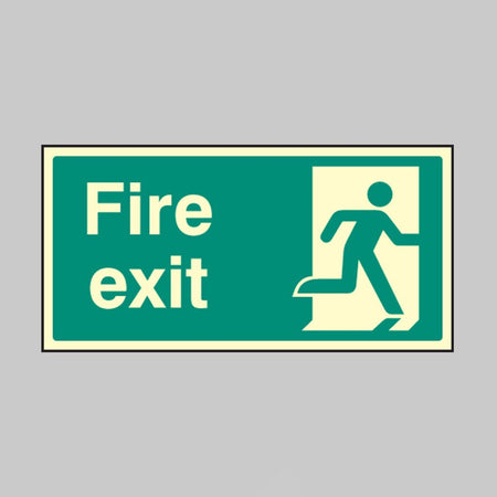 Final Fire Exit Right Symbol Sign - Ready Set SuppliedFinal Fire Exit Right Symbol SignUltra Bright (Class C) Photoluminescent Rigid32033J