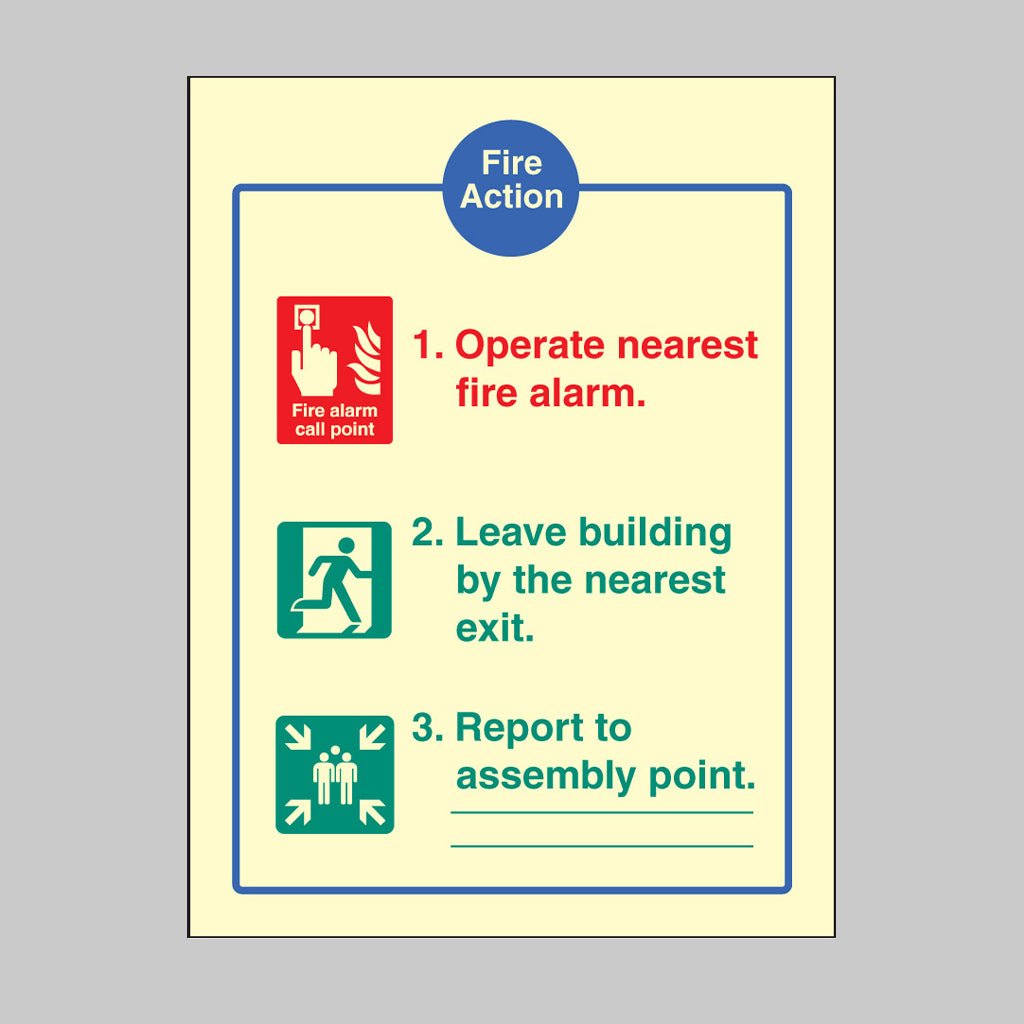 Fire Action Brigade Dialled Manually Sign - Ready Set SuppliedFire Action Brigade Dialled Manually SignUltra Bright (Class C) Photoluminescent Rigid31405E