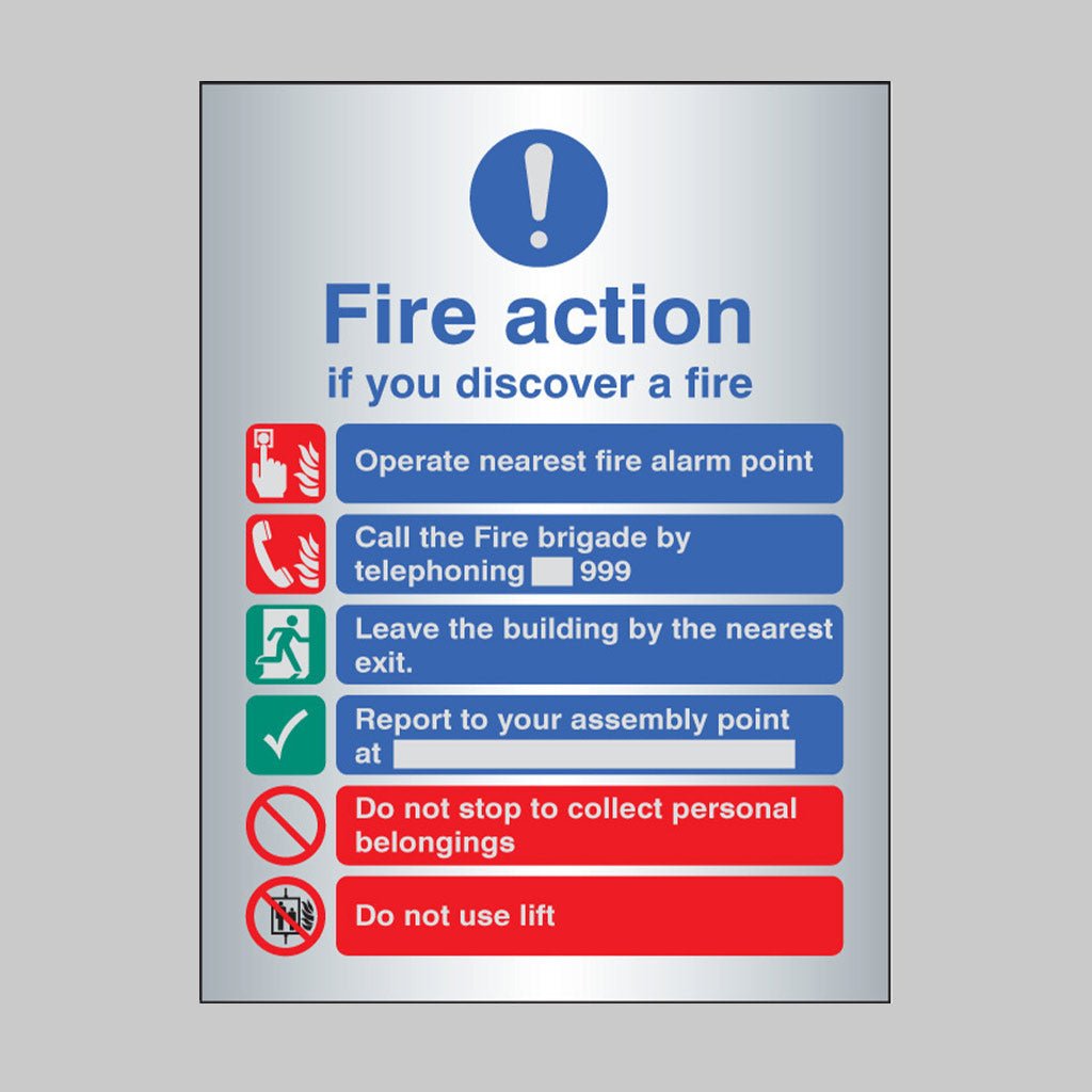 Fire Action Manual Dial With Lift Deluxe Range Aluminium Adhesive Backed 150 x 200mm Sign - Ready Set SuppliedFire Action Manual Dial With Lift Deluxe Range Aluminium Adhesive Backed 150 x 200mm Sign59538