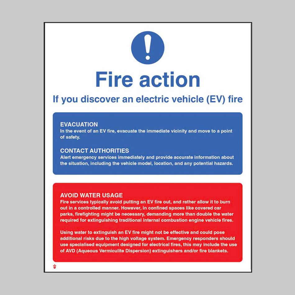Fire Action Notice - Electric Vehicles Sign - Ready Set SuppliedFire Action Notice - Electric Vehicles SignRigid Plastic11409E