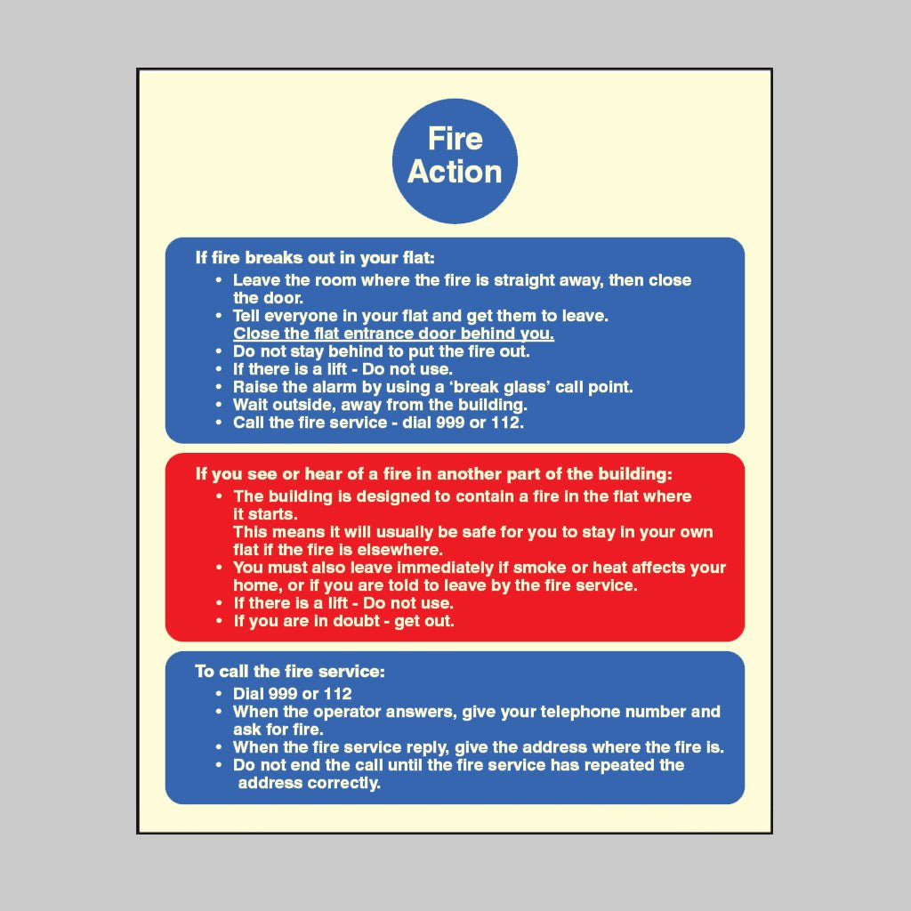 Fire Action Notice (Stay Put) For Flats Sign - Ready Set SuppliedFire Action Notice (Stay Put) For Flats SignUltra Bright (Class C) Photoluminescent Rigid31438E