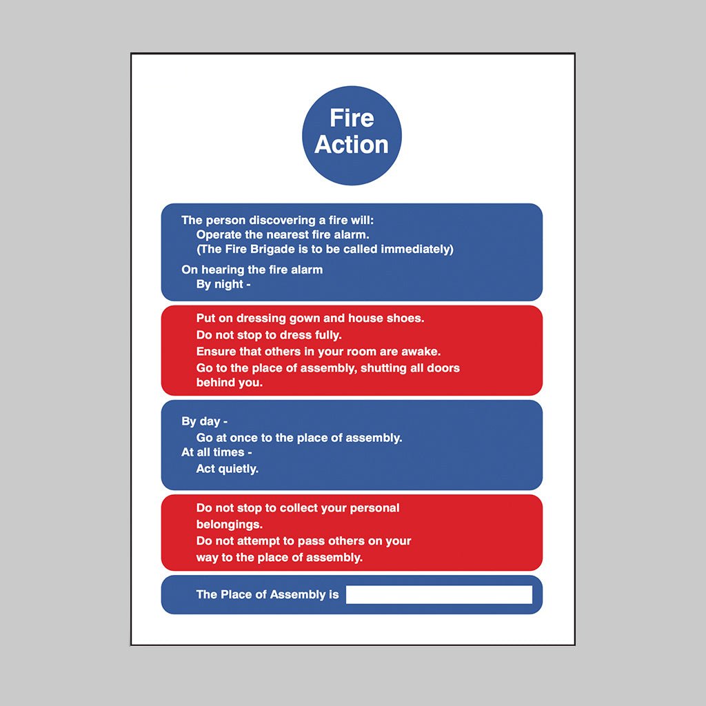Fire Action Residential Homes & Multi-Occupancy Buildings Sign - Ready Set SuppliedFire Action Residential Homes & Multi-Occupancy Buildings SignRigid Plastic11416E