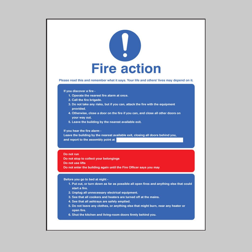 Fire Action Residential Homes & Multi-Occupancy Buildings Sign - Ready Set SuppliedFire Action Residential Homes & Multi-Occupancy Buildings SignRigid Plastic11418E