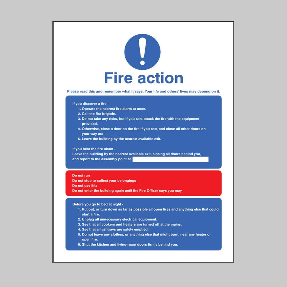 Fire Action Residential Homes & Multi-Occupancy Buildings Sign - Ready Set SuppliedFire Action Residential Homes & Multi-Occupancy Buildings SignRigid Plastic11418E