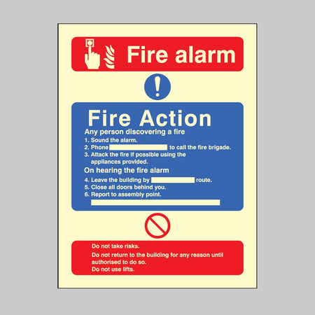 Fire Action/Call Point With Lift Sign - Ready Set SuppliedFire Action/Call Point With Lift SignUltra Bright (Class C) Photoluminescent Rigid31426E