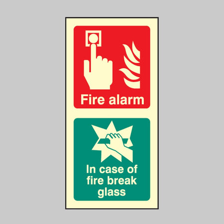Fire Alarm / In Case Of Fire Break Glass Sign - Ready Set SuppliedFire Alarm / In Case Of Fire Break Glass SignUltra Bright (Class C) Photoluminescent Rigid31031X