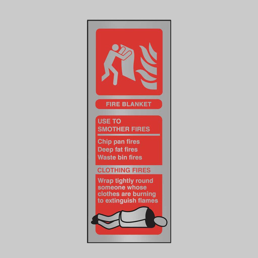 Fire Blanket Identification Anodised Aluminium 75 x 200mm Adhesive Backed Sign - Ready Set SuppliedFire Blanket Identification Anodised Aluminium 75 x 200mm Adhesive Backed Sign59185