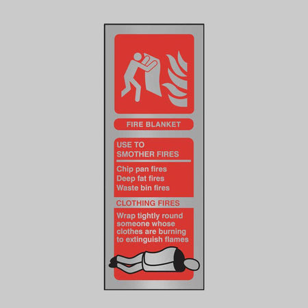 Fire Blanket Identification Anodised Aluminium 75 x 200mm Adhesive Backed Sign - Ready Set SuppliedFire Blanket Identification Anodised Aluminium 75 x 200mm Adhesive Backed Sign59185