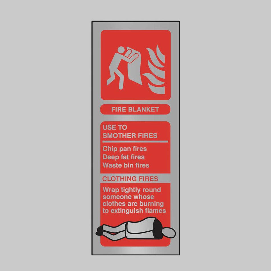 Fire Blanket Identification Anodised Aluminium 75 x 200mm Adhesive Backed Sign - Ready Set SuppliedFire Blanket Identification Anodised Aluminium 75 x 200mm Adhesive Backed Sign59185