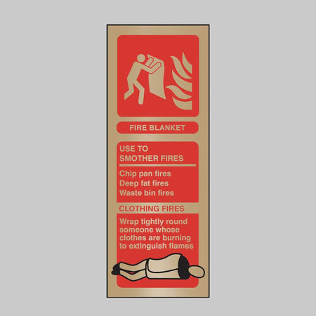 Fire Blanket Identification Brass 75 x 200mm Adhesive Backed Sign - Ready Set SuppliedFire Blanket Identification Brass 75 x 200mm Adhesive Backed Sign59181