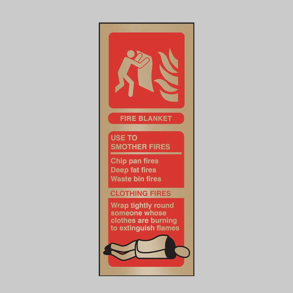 Fire Blanket Identification Brass 75 x 200mm Adhesive Backed Sign - Ready Set SuppliedFire Blanket Identification Brass 75 x 200mm Adhesive Backed Sign59181