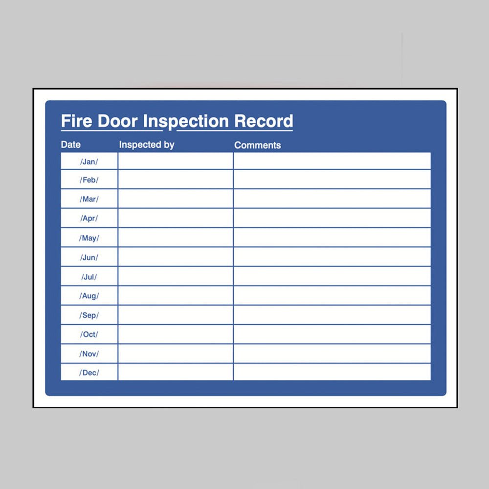 Fire Door Inspection Record - Ready Set SuppliedFire Door Inspection RecordRigid Plastic11108K