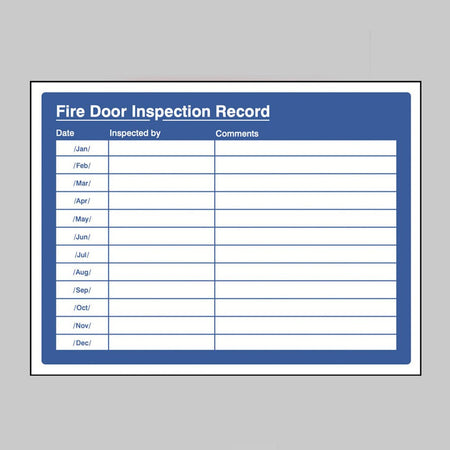Fire Door Inspection Record - Ready Set SuppliedFire Door Inspection RecordRigid Plastic11108K
