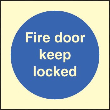 Fire Door Keep Locked Sign - Ready Set SuppliedFire Door Keep Locked SignUltra Bright (Class C) Photoluminescent Rigid31635B