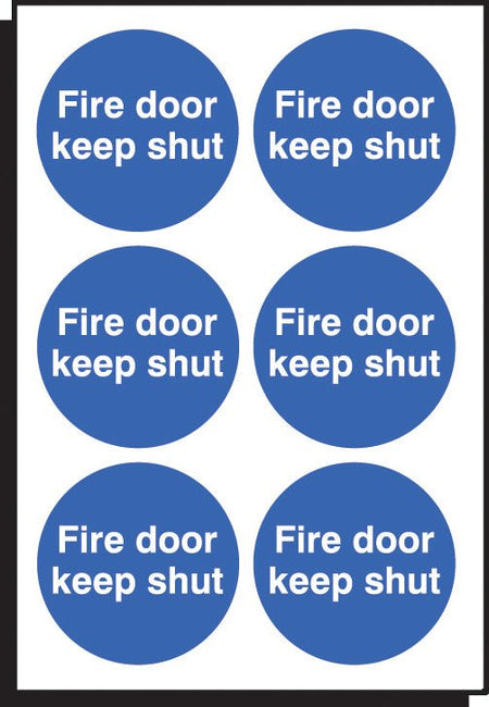 Fire Door Keep Shut 65mm Dia - Sheet of 6 Peel N Stick Labels - Ready Set SuppliedFire Door Keep Shut 65mm Dia - Sheet of 6 Peel N Stick Labels51637