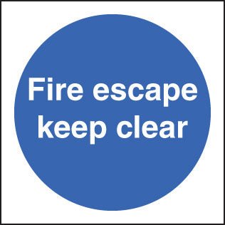 Fire Escape Keep Clear Double Sided Self Adhesive 100 x 100mm Sign - Ready Set SuppliedFire Escape Keep Clear Double Sided Self Adhesive 100 x 100mm Sign59248