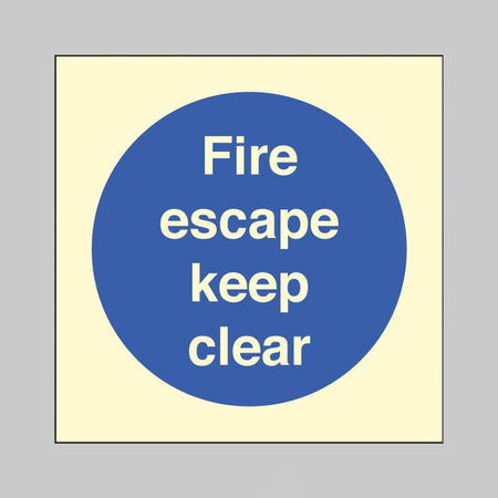 Fire Escape Keep Clear Sign - Ready Set SuppliedFire Escape Keep Clear SignUltra Bright (Class C) Photoluminescent Rigid31605B