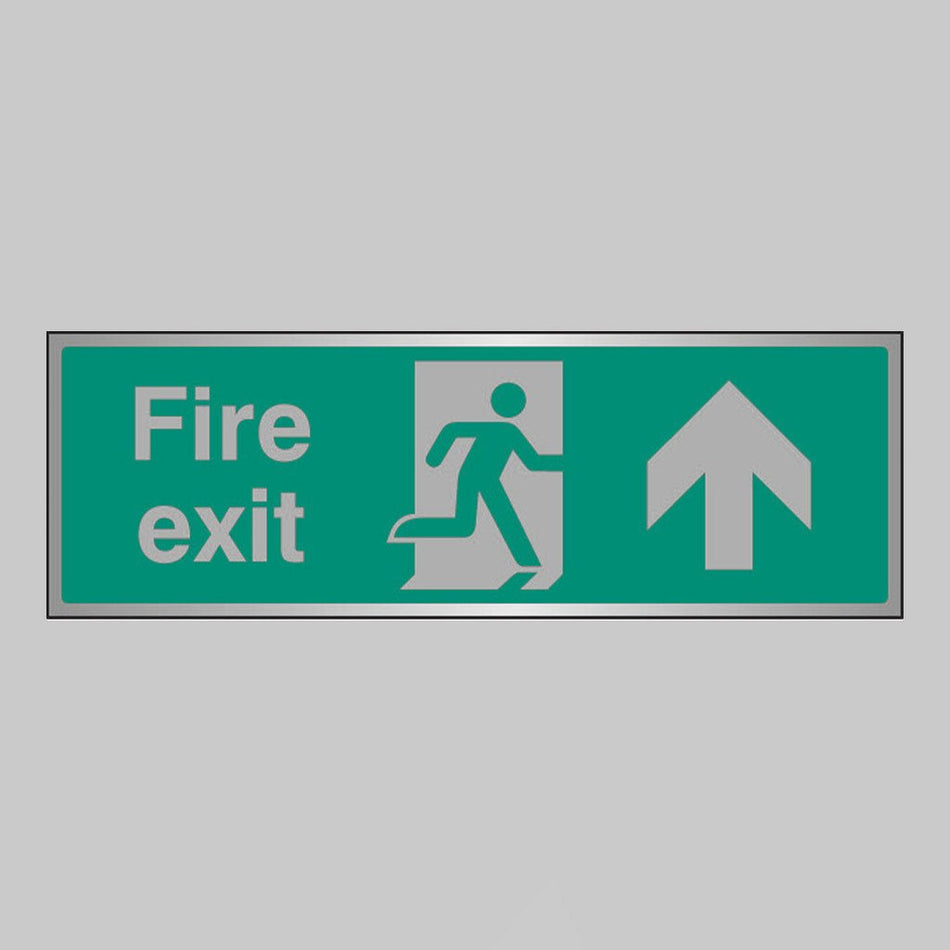 Fire Exit Arrow Ahead Anodised Aluminium 300 x 100mm Adhesive Backed Sign - Ready Set SuppliedFire Exit Arrow Ahead Anodised Aluminium 300 x 100mm Adhesive Backed Sign55925
