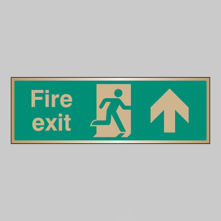 Fire Exit Arrow Ahead Brass 300 x 100mm Adhesive Backed Sign - Ready Set SuppliedFire Exit Arrow Ahead Brass 300 x 100mm Adhesive Backed Sign59519