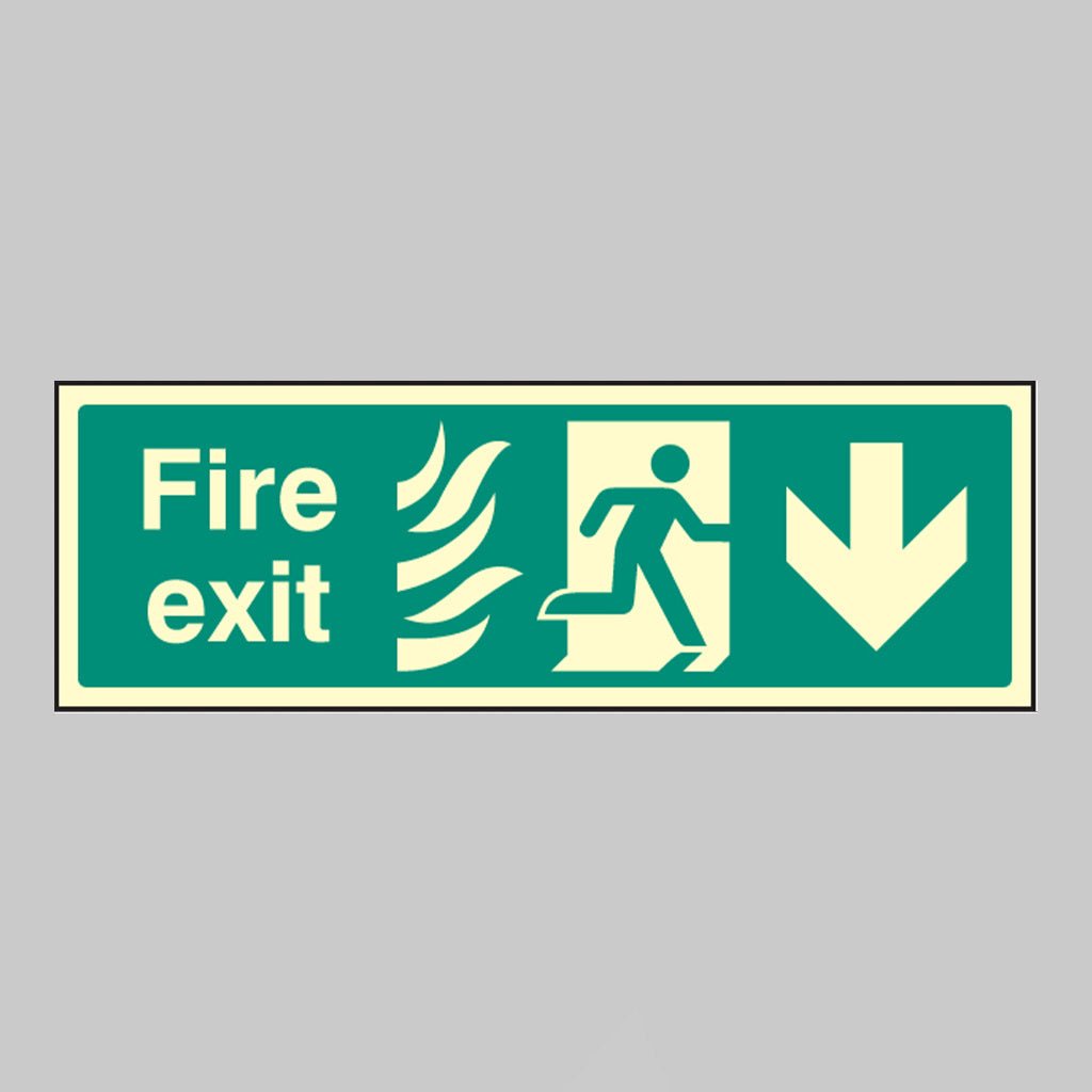 Fire Exit Arrow Down - Htm Sign - Ready Set SuppliedFire Exit Arrow Down - Htm SignUltra Bright (Class C) Photoluminescent Rigid32092G