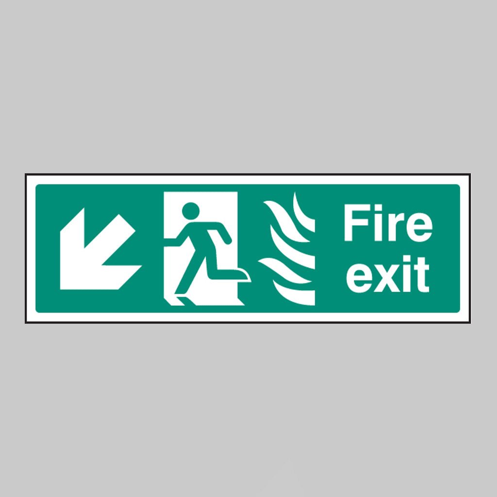 Fire Exit Arrow Down Left - Htm Sign - Ready Set SuppliedFire Exit Arrow Down Left - Htm SignRigid Plastic12086G
