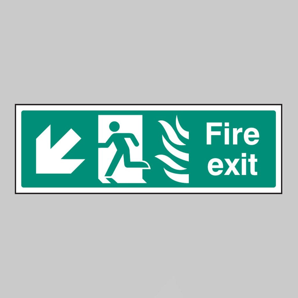 Fire Exit Arrow Down Left - Htm Sign - Ready Set SuppliedFire Exit Arrow Down Left - Htm SignRigid Plastic12086G