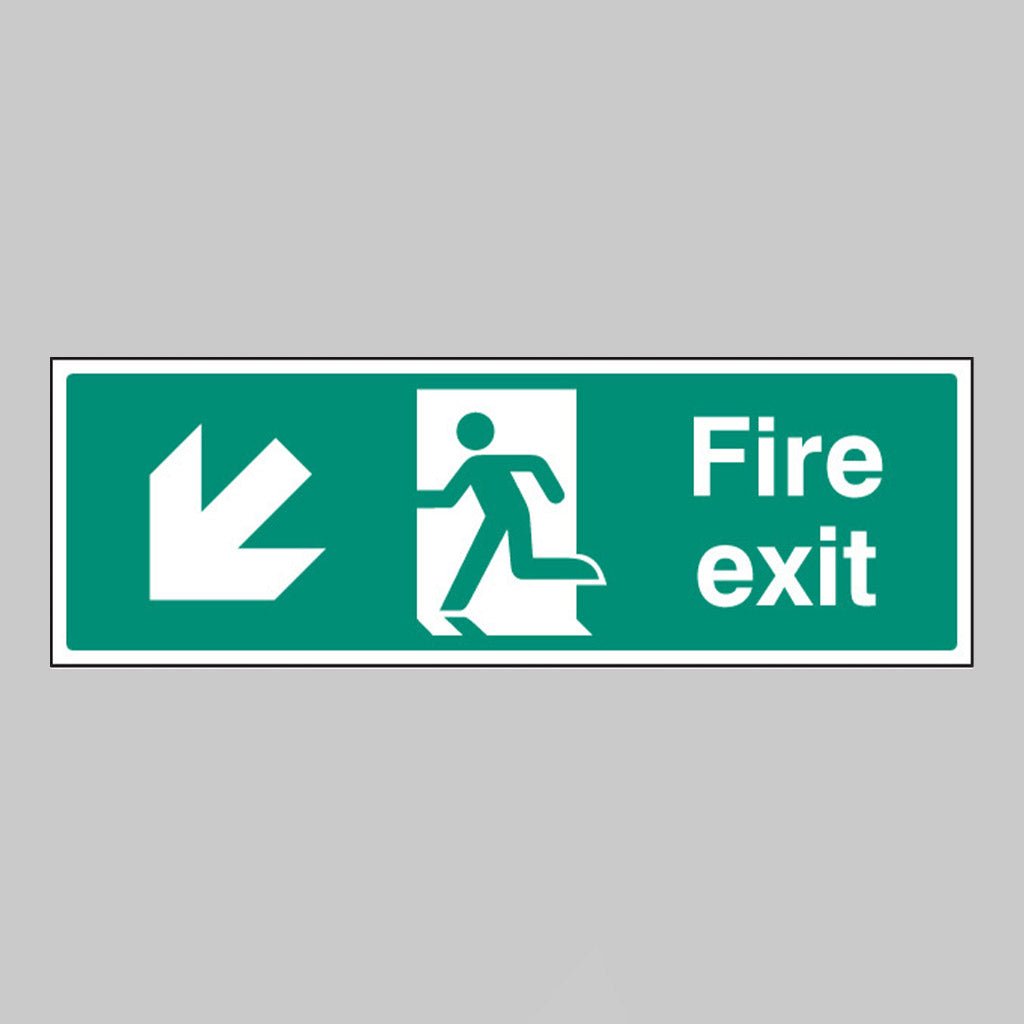 Fire Exit Arrow Down Left Sign - Ready Set SuppliedFire Exit Arrow Down Left SignRigid Plastic12005G