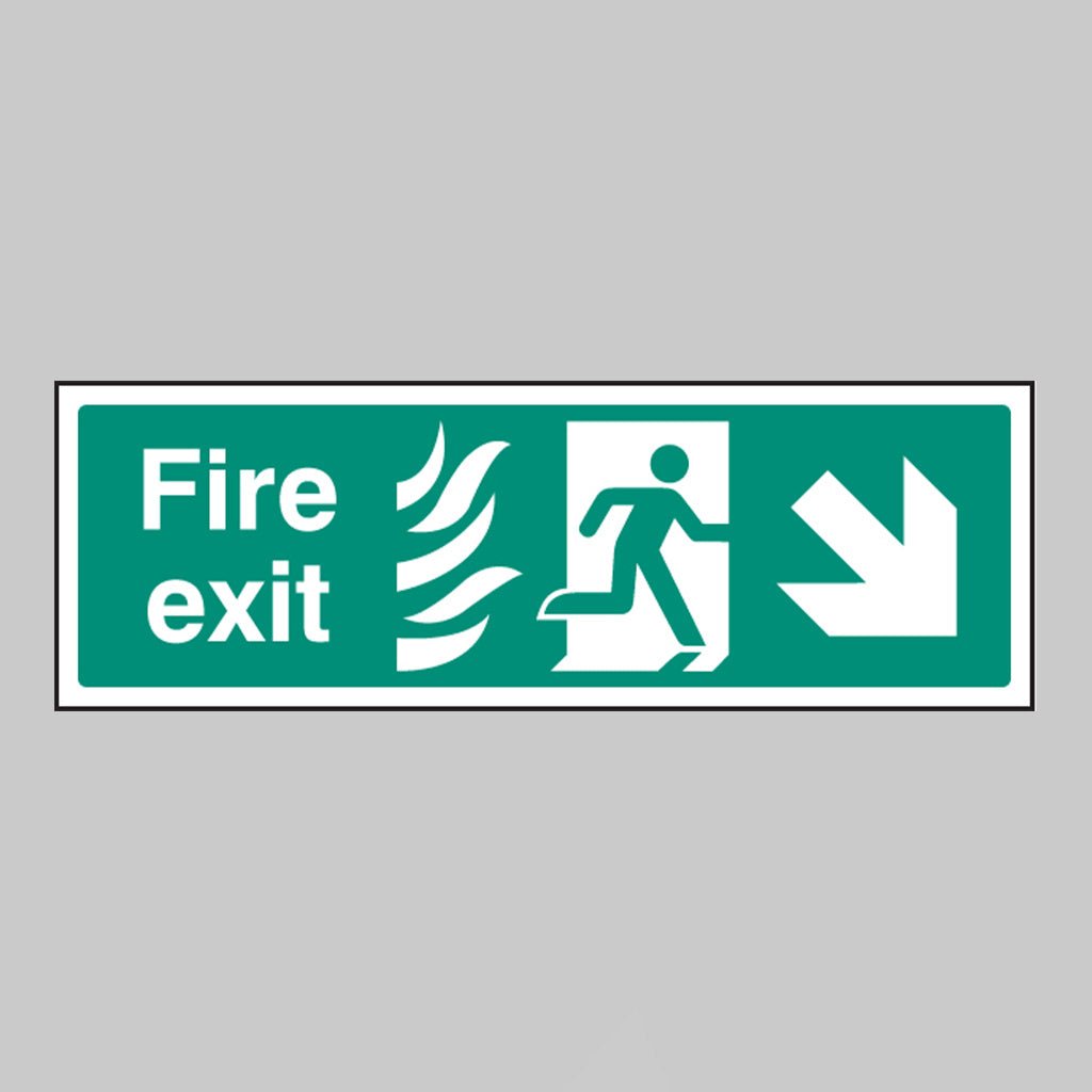 Fire Exit Arrow Down Right - Htm Sign - Ready Set SuppliedFire Exit Arrow Down Right - Htm SignRigid Plastic12090G