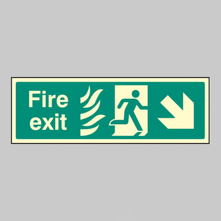 Fire Exit Arrow Down Right - Htm Sign - Ready Set SuppliedFire Exit Arrow Down Right - Htm SignUltra Bright (Class C) Photoluminescent Rigid32090G