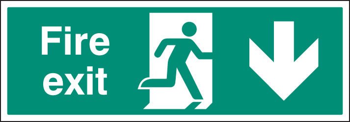 Fire Exit Arrow Down Single Sided 1200 x 400mm 5mm Rigid Sign - Ready Set SuppliedFire Exit Arrow Down Single Sided 1200 x 400mm 5mm Rigid Sign52139