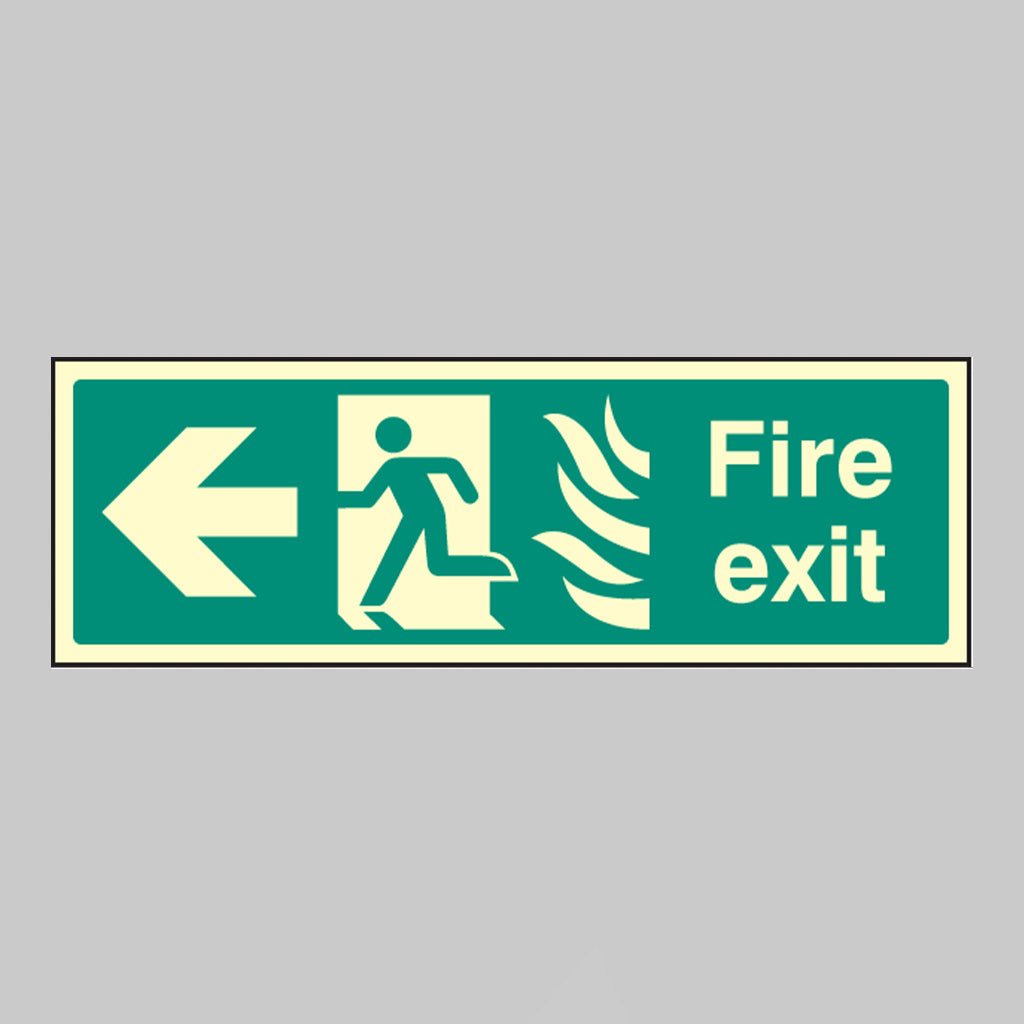 Fire Exit Arrow Left - Htm Sign - Ready Set SuppliedFire Exit Arrow Left - Htm SignUltra Bright (Class C) Photoluminescent Rigid32083G