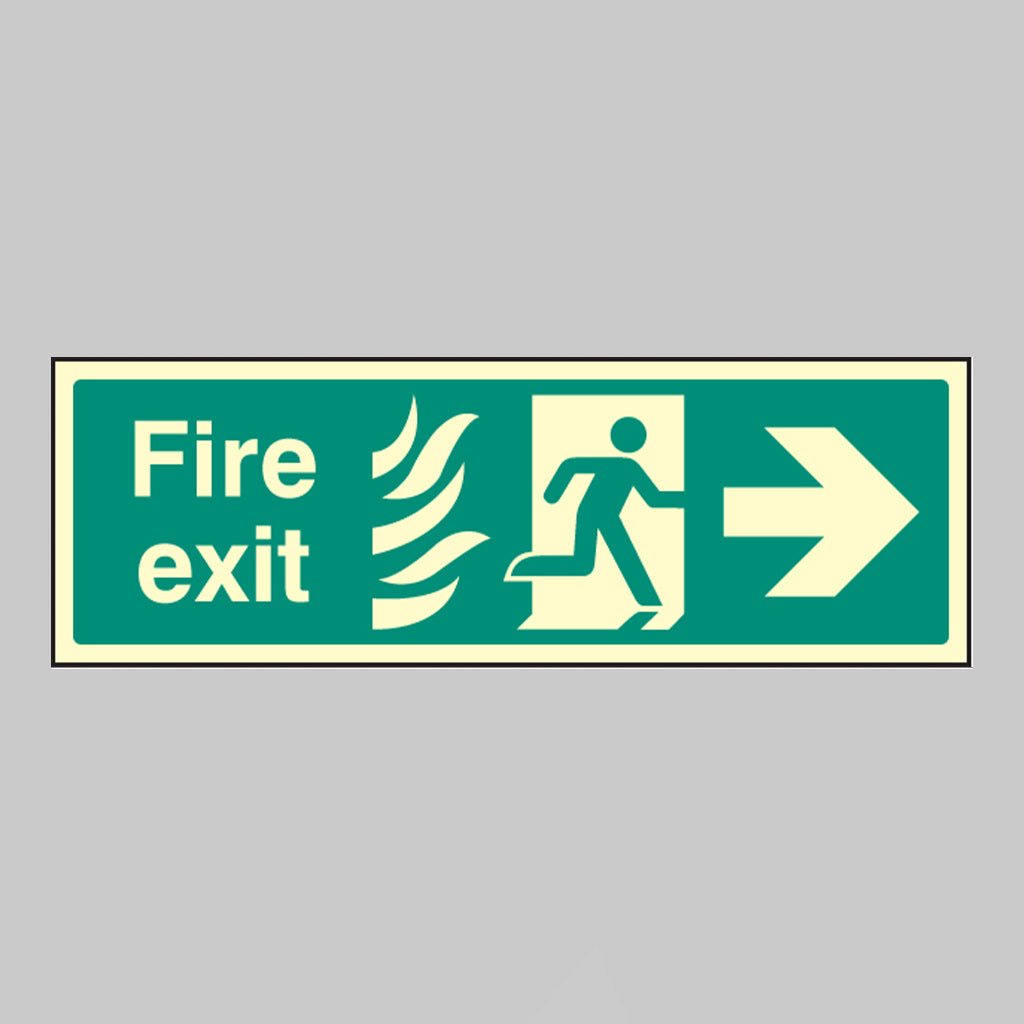 Fire Exit Arrow Right - Htm Sign - Ready Set SuppliedFire Exit Arrow Right - Htm SignUltra Bright (Class C) Photoluminescent Rigid32084G