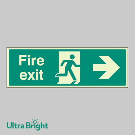 Fire Exit Arrow Right Sign - Ready Set SuppliedFire Exit Arrow Right SignUltra Bright (Class C) Photoluminescent Rigid32004G