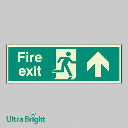 Fire Exit Arrow Straight On Sign - Ready Set SuppliedFire Exit Arrow Straight On SignUltra Bright (Class C) Photoluminescent Rigid32007G