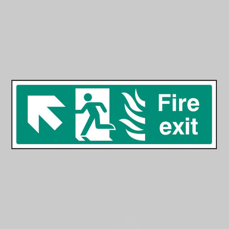 Fire Exit - Arrow Up Left Htm Sign - Ready Set SuppliedFire Exit - Arrow Up Left Htm SignRigid Plastic12120G