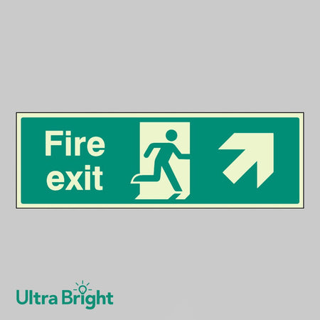 Fire Exit Arrow Up Right Sign - Ready Set SuppliedFire Exit Arrow Up Right SignUltra Bright (Class C) Photoluminescent Rigid32002G