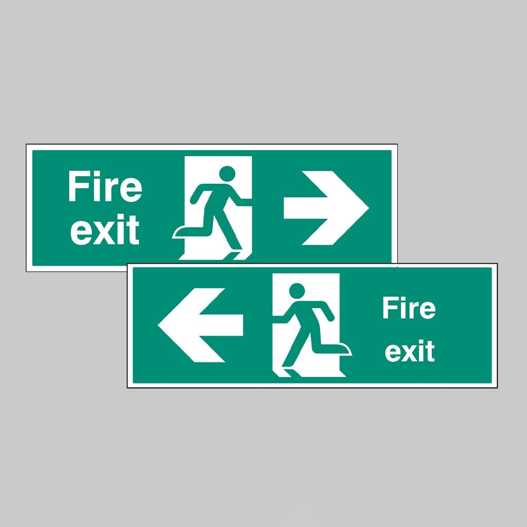 Fire Exit Double Sided With Arrow 1200 x 400mm 5mm Rigid Plastic Sign - Ready Set SuppliedFire Exit Double Sided With Arrow 1200 x 400mm 5mm Rigid Plastic Sign52100