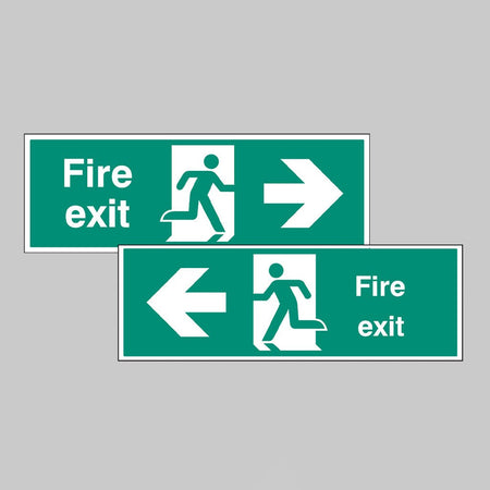 Fire Exit Double Sided With Arrow 1200 x 400mm 5mm Rigid Plastic Sign - Ready Set SuppliedFire Exit Double Sided With Arrow 1200 x 400mm 5mm Rigid Plastic Sign52100