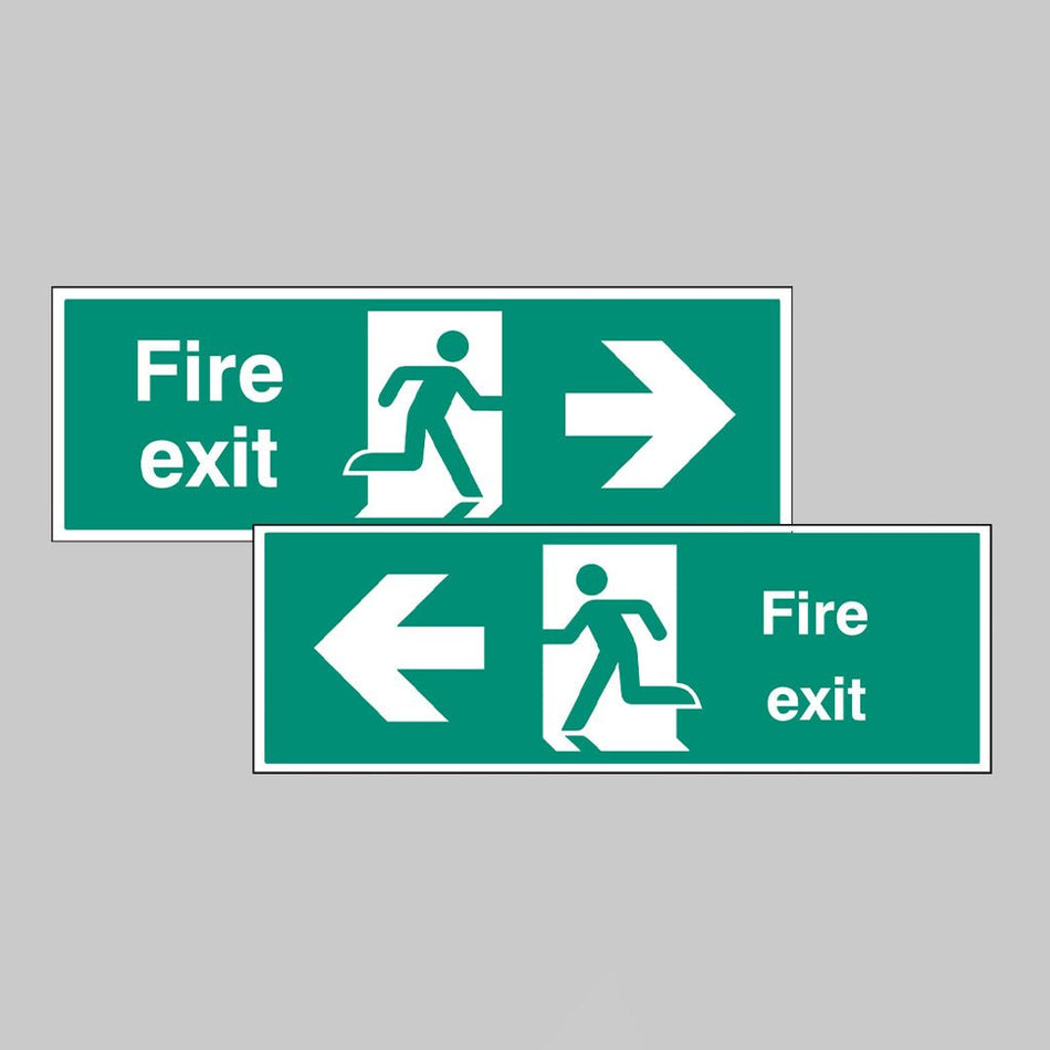 Fire Exit Double Sided With Arrow 1200 x 400mm 5mm Rigid Plastic Sign - Ready Set SuppliedFire Exit Double Sided With Arrow 1200 x 400mm 5mm Rigid Plastic Sign52100