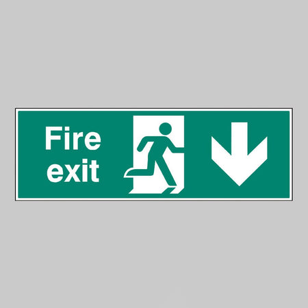 Fire Exit Double Sided With Arrow Down 1200 x 400mm 5mm Rigid Plastic Sign - Ready Set SuppliedFire Exit Double Sided With Arrow Down 1200 x 400mm 5mm Rigid Plastic Sign52161