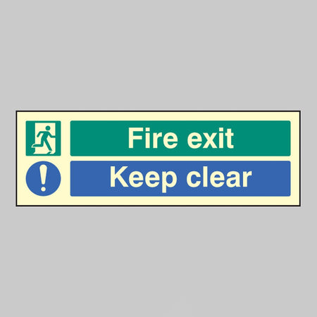 Fire Exit Keep Clear Sign - Ready Set SuppliedFire Exit Keep Clear SignUltra Bright (Class C) Photoluminescent Rigid32062G
