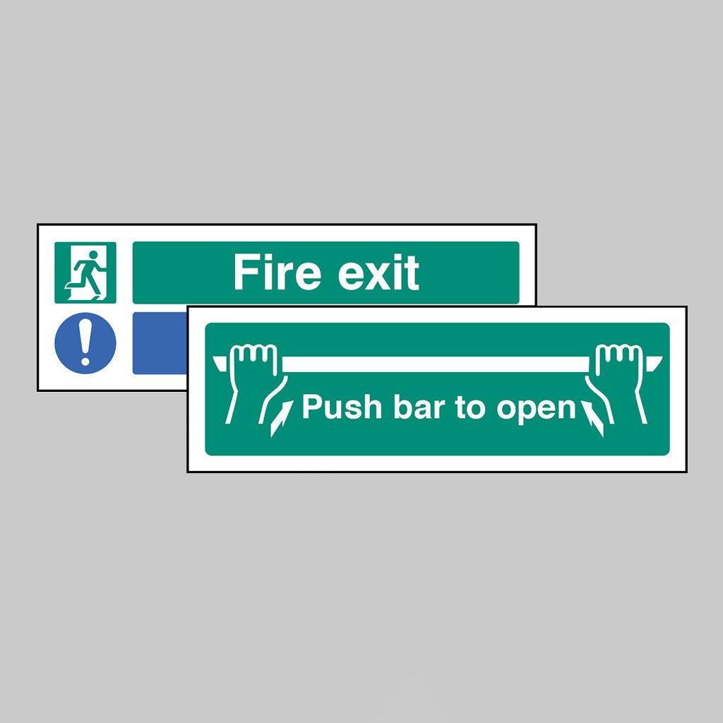 Fire Exit Keep Clear/Push Bar To Open Double Sided Self Adhesive Window Sticker 300 x 100mm Sign - Ready Set SuppliedFire Exit Keep Clear/Push Bar To Open Double Sided Self Adhesive Window Sticker 300 x 100mm Sign59544