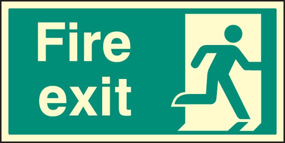 Fire Exit Right 800 x 400mm Photoluminescent Rigid Plastic Sign - Ready Set SuppliedFire Exit Right 800 x 400mm Photoluminescent Rigid Plastic Sign52127
