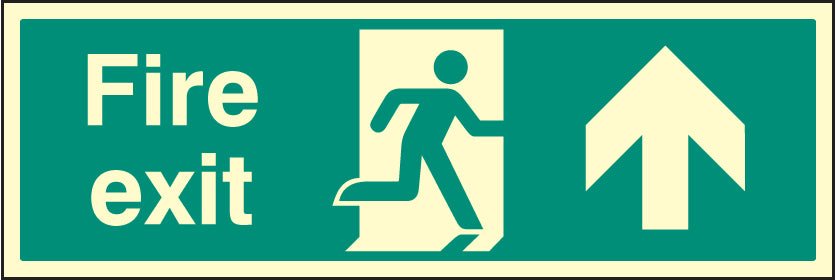 Fire Exit Up 900 x 300mm Photoluminescent Rigid Plastic Sign - Ready Set SuppliedFire Exit Up 900 x 300mm Photoluminescent Rigid Plastic Sign52125