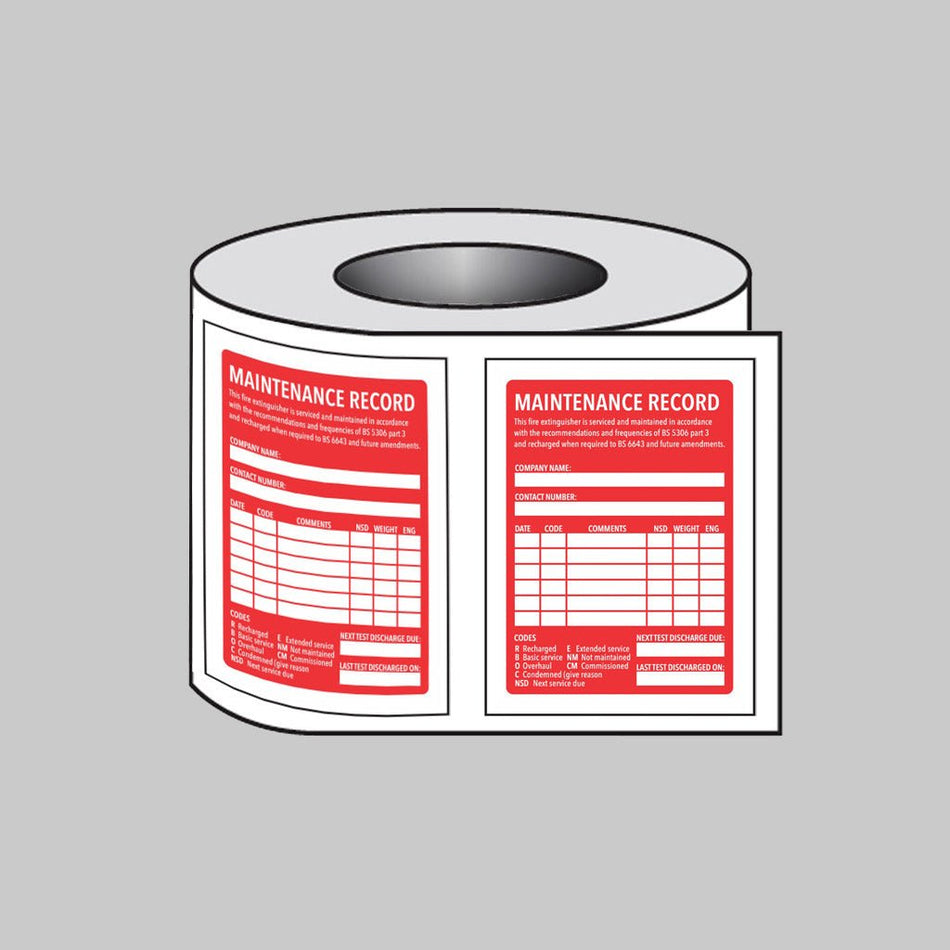 Fire Extinguisher Maintenance Label 100 x 75mm Roll of 100 - Ready Set SuppliedFire Extinguisher Maintenance Label 100 x 75mm Roll of 10053500